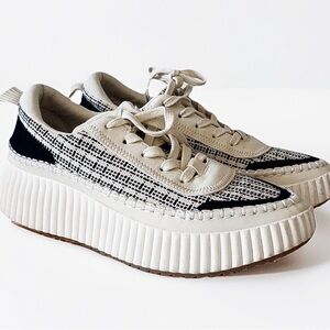 Dolce Vita Dolen White Black Woven Platform Sneakers